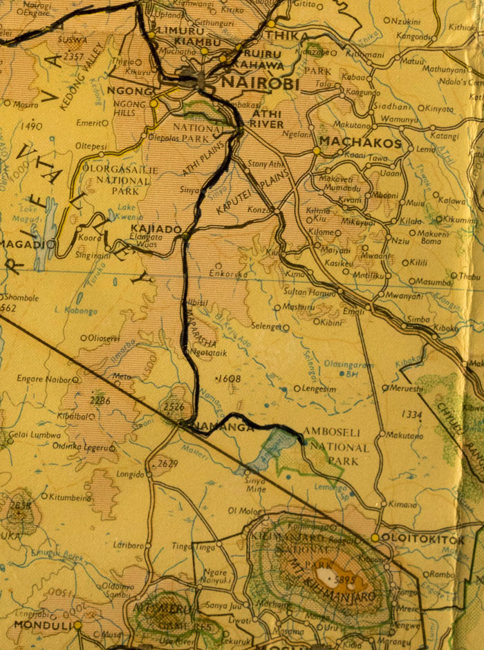 Map of Nairobi to Amboseli