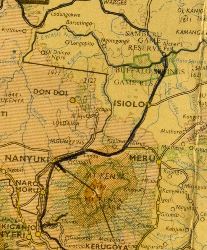 Map from Mount Kenya to Samburu
