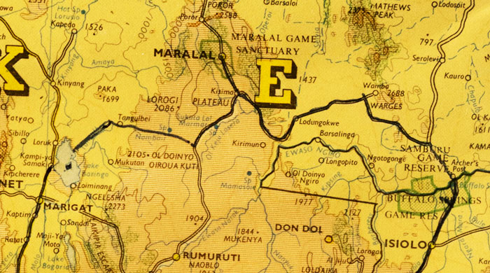 Map from Samburu to Lake Baringo